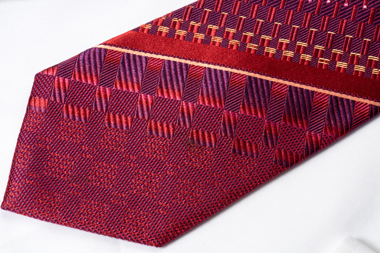 Pierre Cardin Silk Rhinestone Necktie Striped On Purple With Sparkles - Image 4