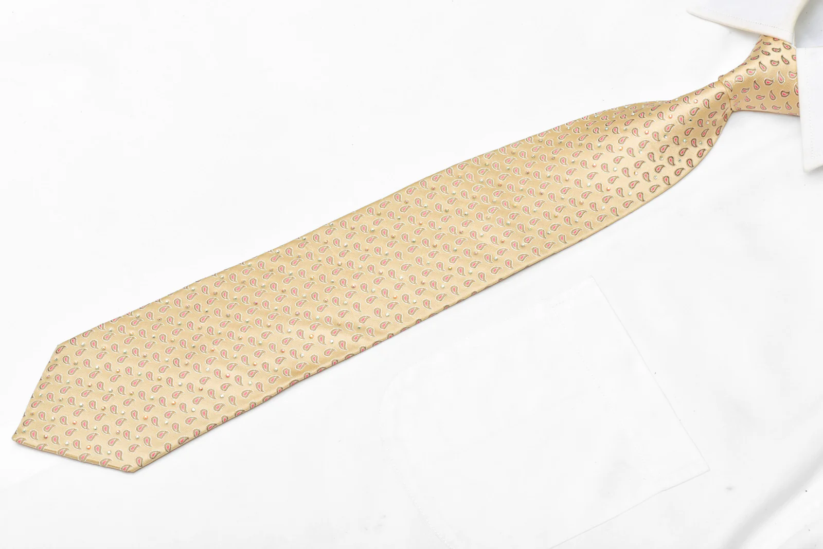 Paisley On Gold Rhinestone Silk Necktie - Image 2