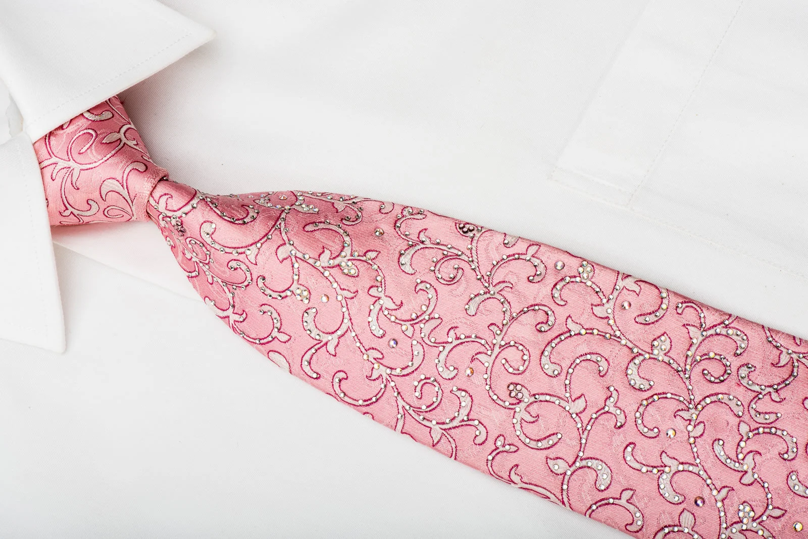 Premierlux Rhinestone Tie Scrolls On Pink With Silver Sparkles - Image 2
