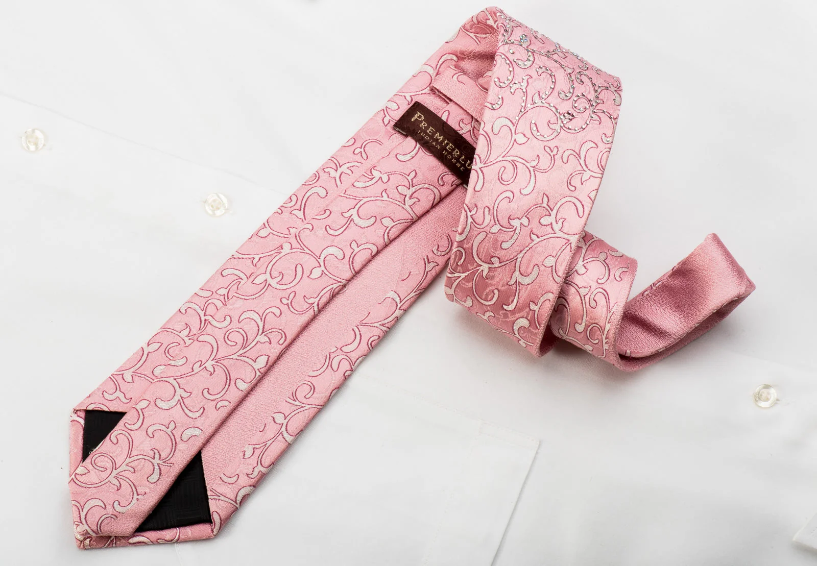 Premierlux Rhinestone Tie Scrolls On Pink With Silver Sparkles - Image 5
