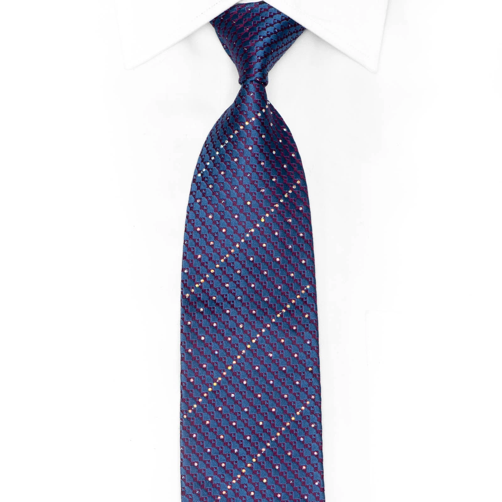 Purple Geometric On Violet Rhinestone Silk Tie