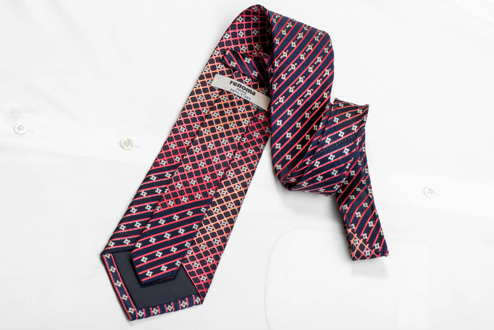 Purple Trellis On Navy Rhinestone Necktie With Silver Sparkles - Image 4