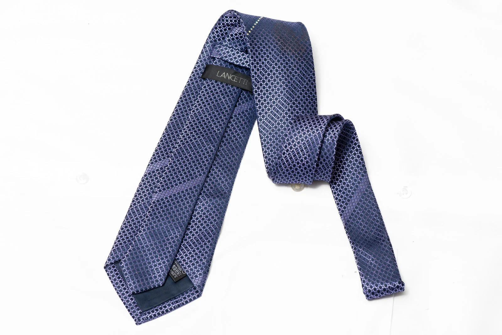Purple Trellis On Navy Rhinestone Silk Necktie - Image 3