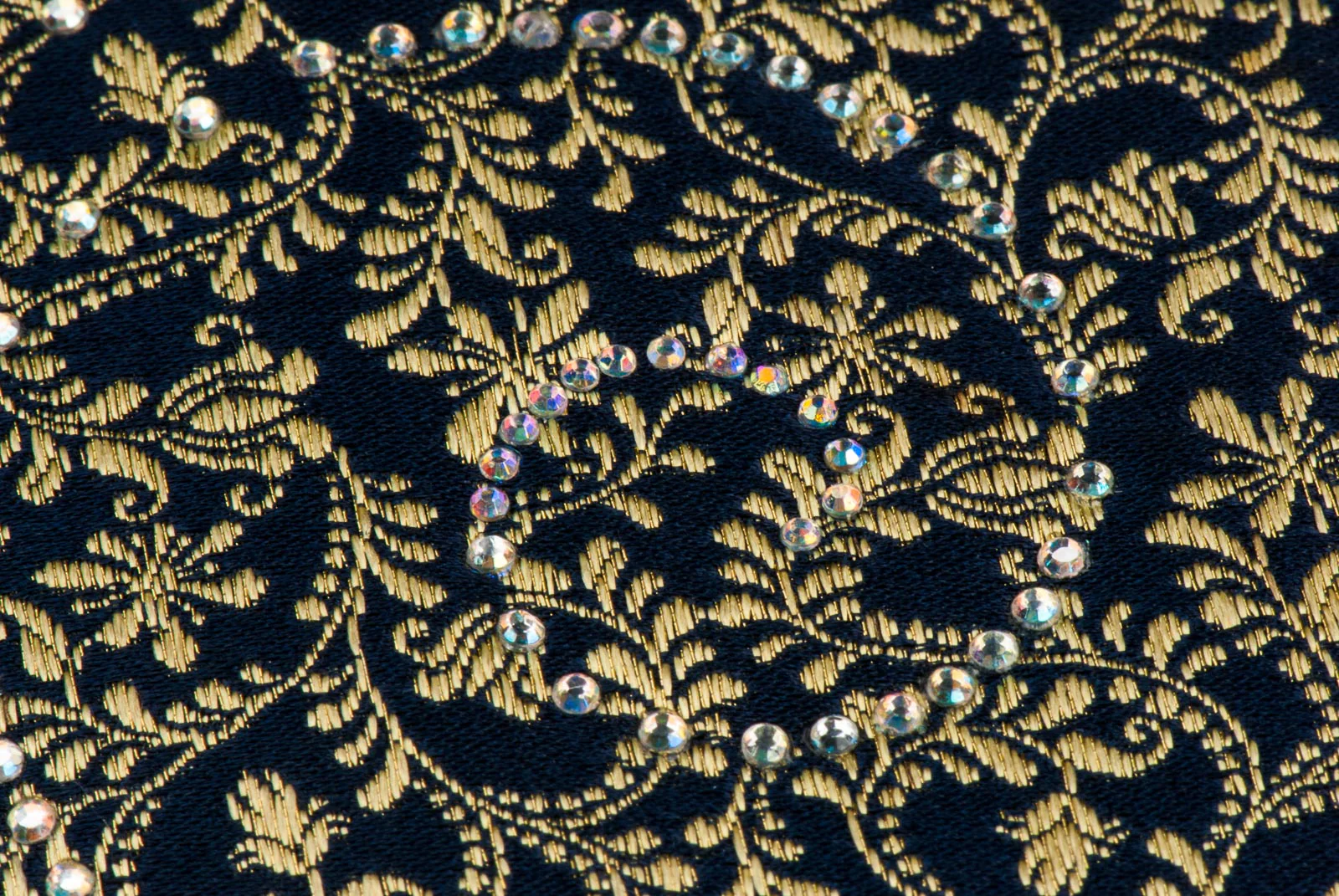 Renoma Silk Neck Tie Golden Vines On Black With Sparkles & Rhinestones - Image 5