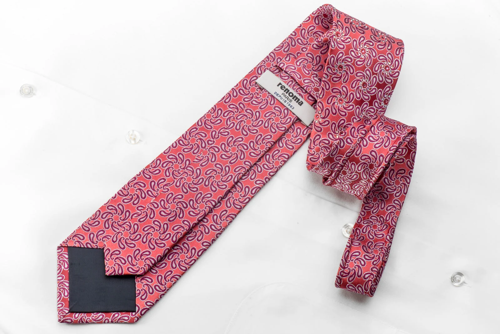 Renoma Men's Crystal Necktie Paisley On Pink Sparkling With Rhinestones - Image 4