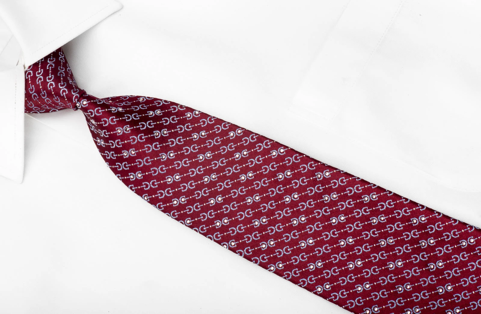 Renoma Men's Crystal Tie Stirrups On Burgundy With Silver Sparkles - Image 3