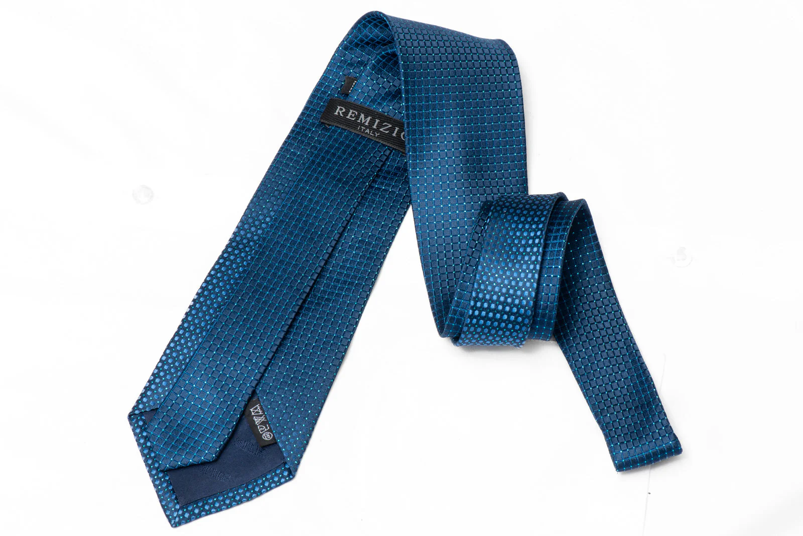 Rhinestone Scrolls On Blue Silk Tie With Blue Sparkles - Image 3