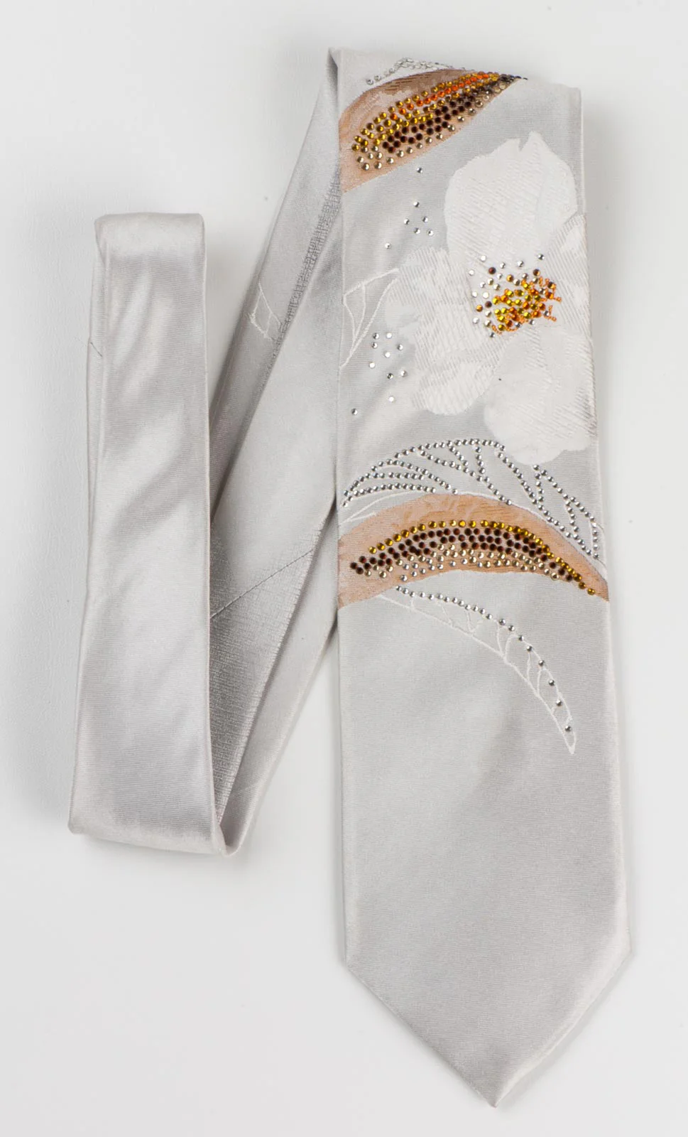 Rhinestone Tie By Y J Park Floral Design On White - Image 5