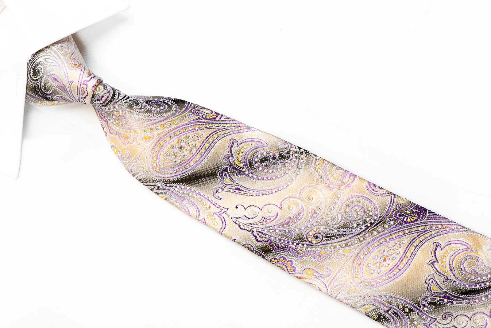 Roberta di Camerino Rhinestone Necktie Paisley On Silver With Sparkles - Image 2