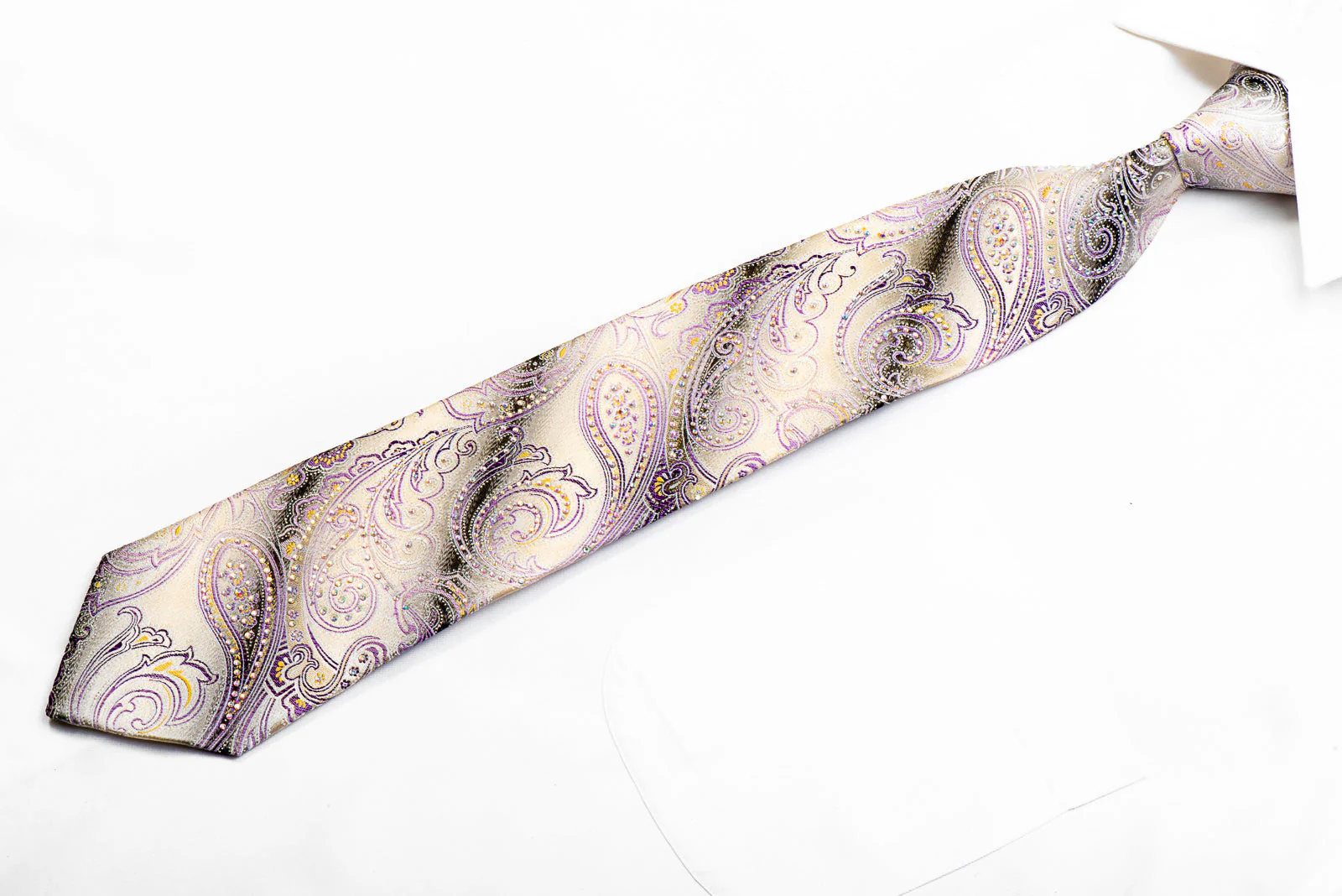 Roberta di Camerino Rhinestone Necktie Paisley On Silver With Sparkles - Image 4