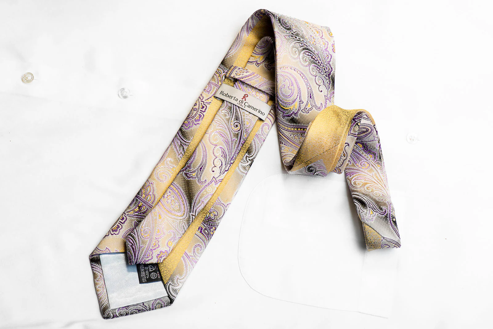 Roberta di Camerino Rhinestone Necktie Paisley On Silver With Sparkles - Image 5