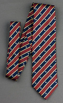 Roberta Di Camerino Silk Neck Tie Scotty Dogs On Blue Yellow & Orange Stripes - Image 3