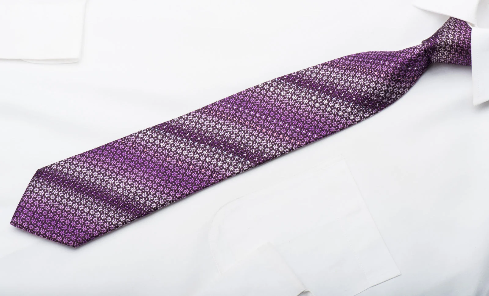 Rogatis Rhinestone Necktie Geometric On Purple With Sparkles - Image 2