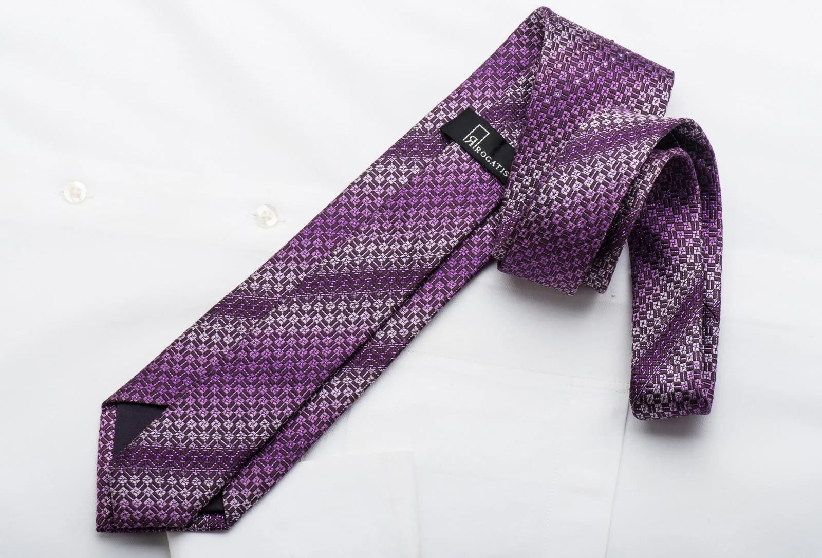 Rogatis Rhinestone Necktie Geometric On Purple With Sparkles - Image 3