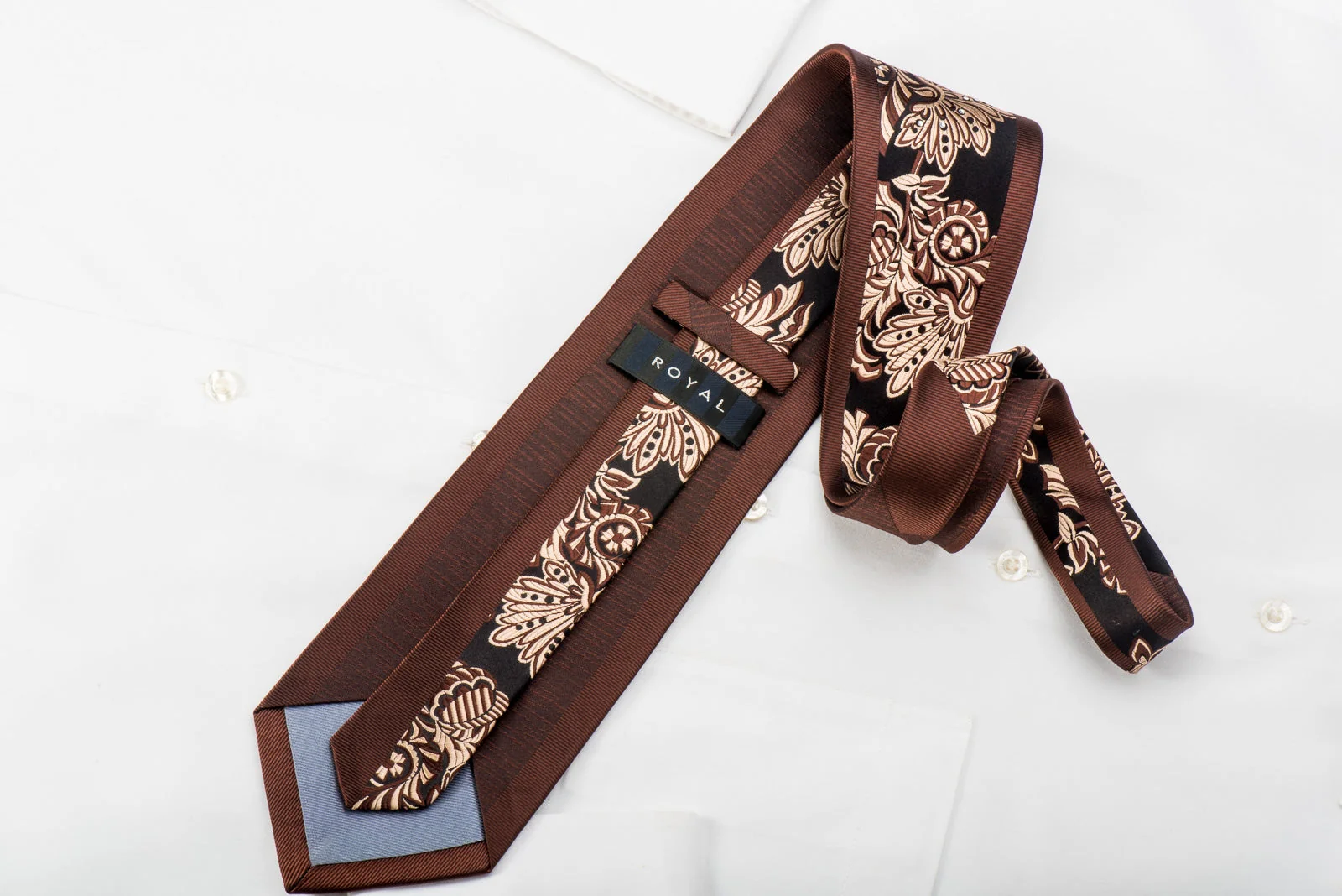 Royal Crystal Studded Rhinestone Necktie Framed Golden Anthemion On Black - Image 5