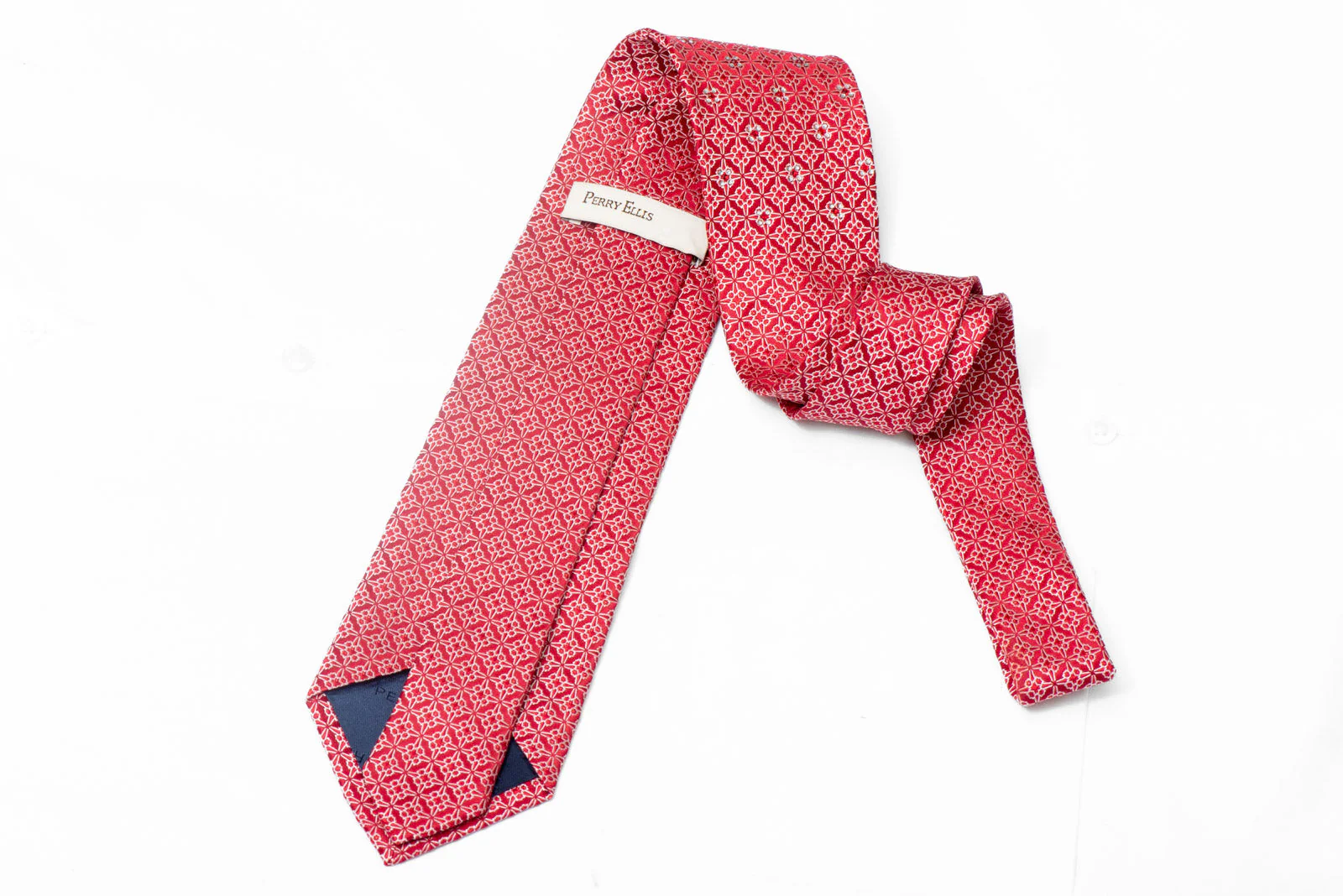 Silver Geometric On Red Rhinestone Tie With Red Sparkles - Image 3