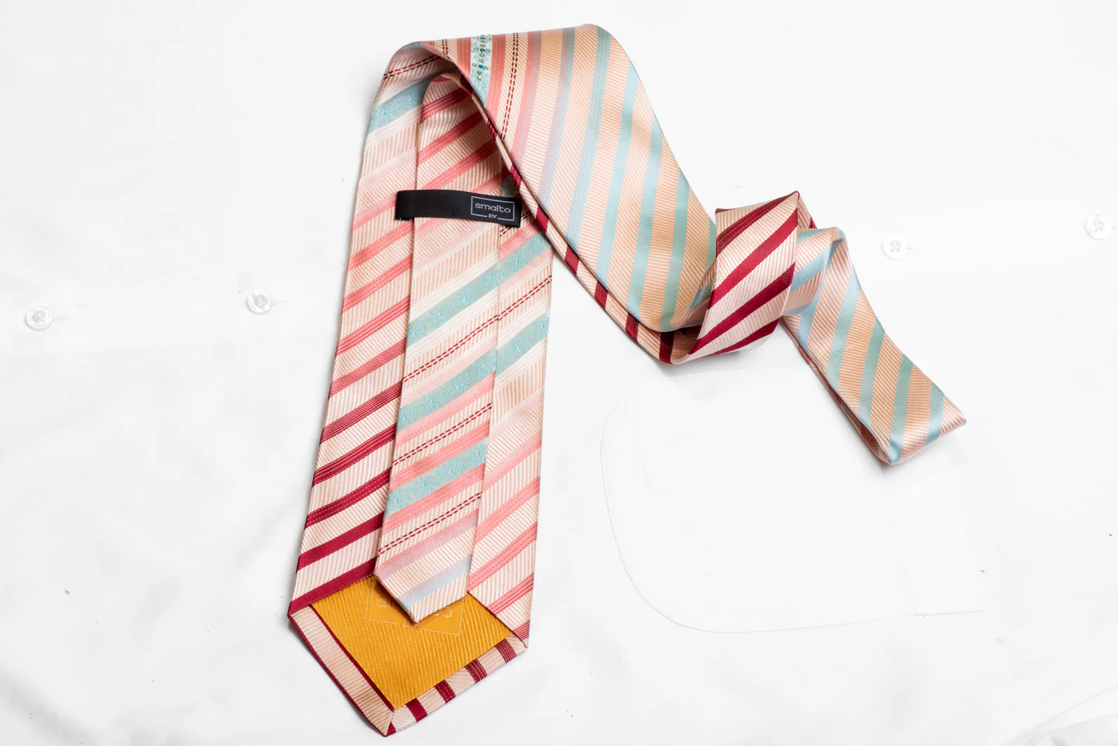 Silver Pink Striped Rhinestone Silk Necktie - Image 4