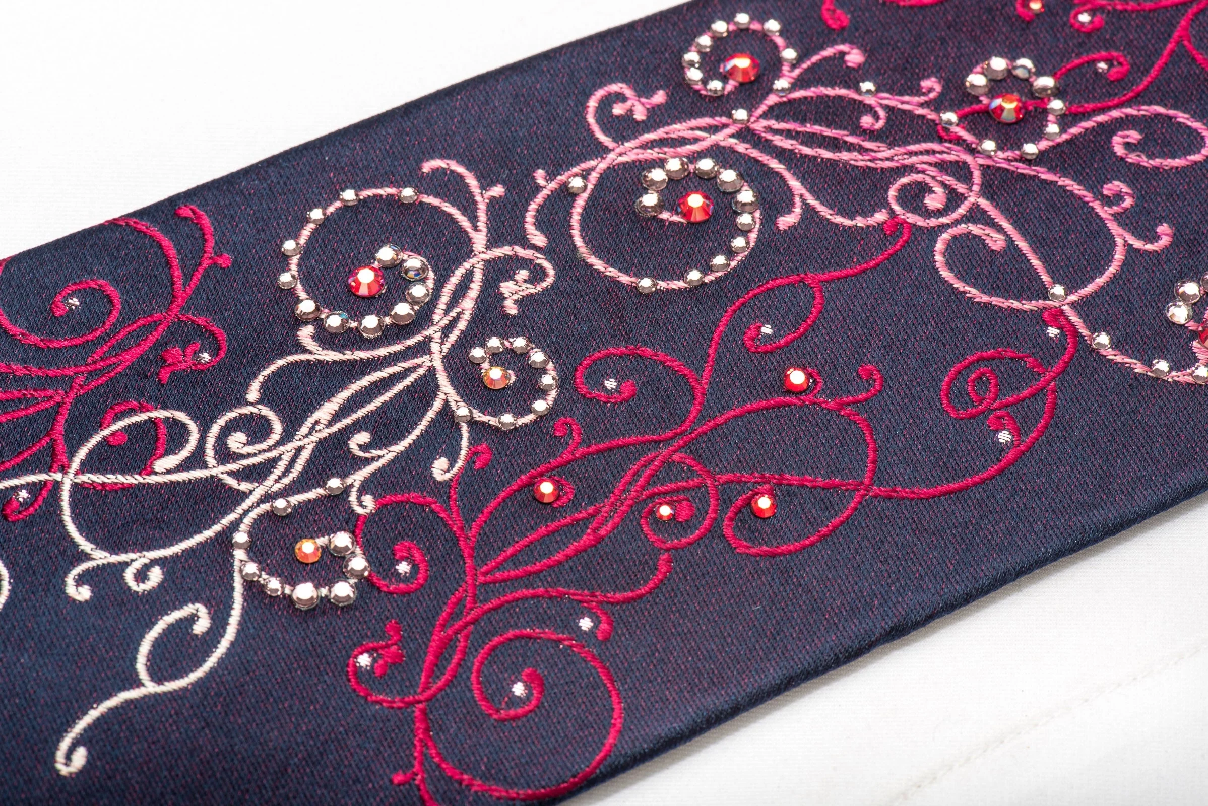 Smalto Men's Silk Tie Scrolls On Blue Sparkling With Rhinestones - Image 2
