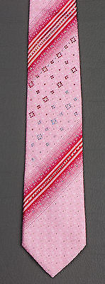 Taiyo Silk Neck Tie Red Stripes In Pink With Lattice Pattern & Rhinestones - Image 9