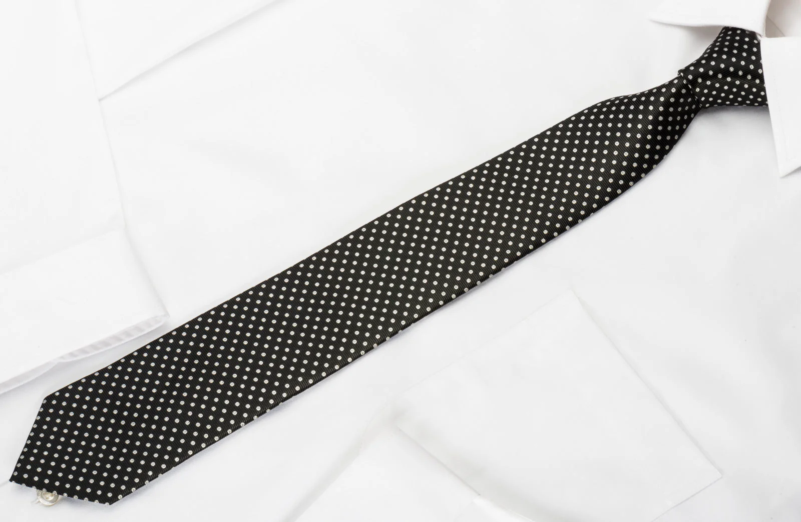 Tie Of Ties Skinny Necktie Silver Dots On Black with Sparkles - Image 3