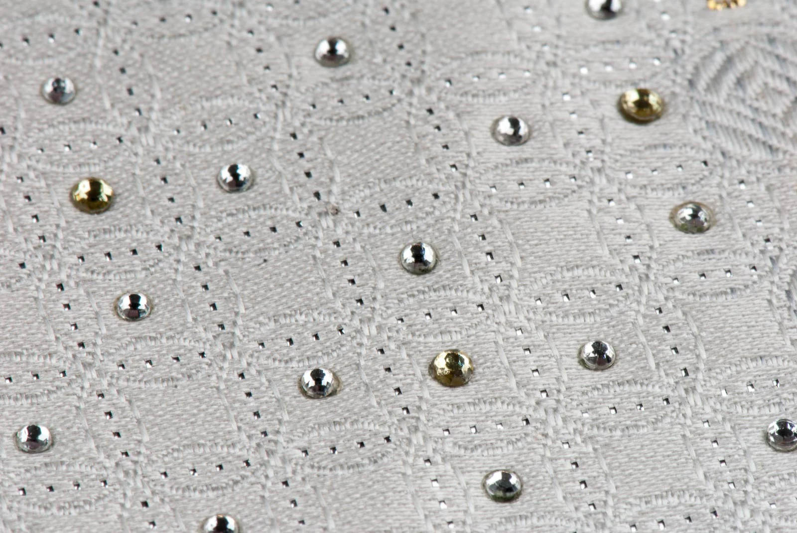 Tino Cosma Rhinestone Silk Tie Geometric Design On White With Golden Sparkles - Image 10