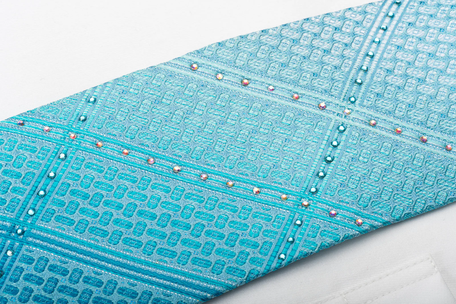 TLS Silk Rhinestone Necktie Stripes On Blue With Silver Sparkles - Image 6