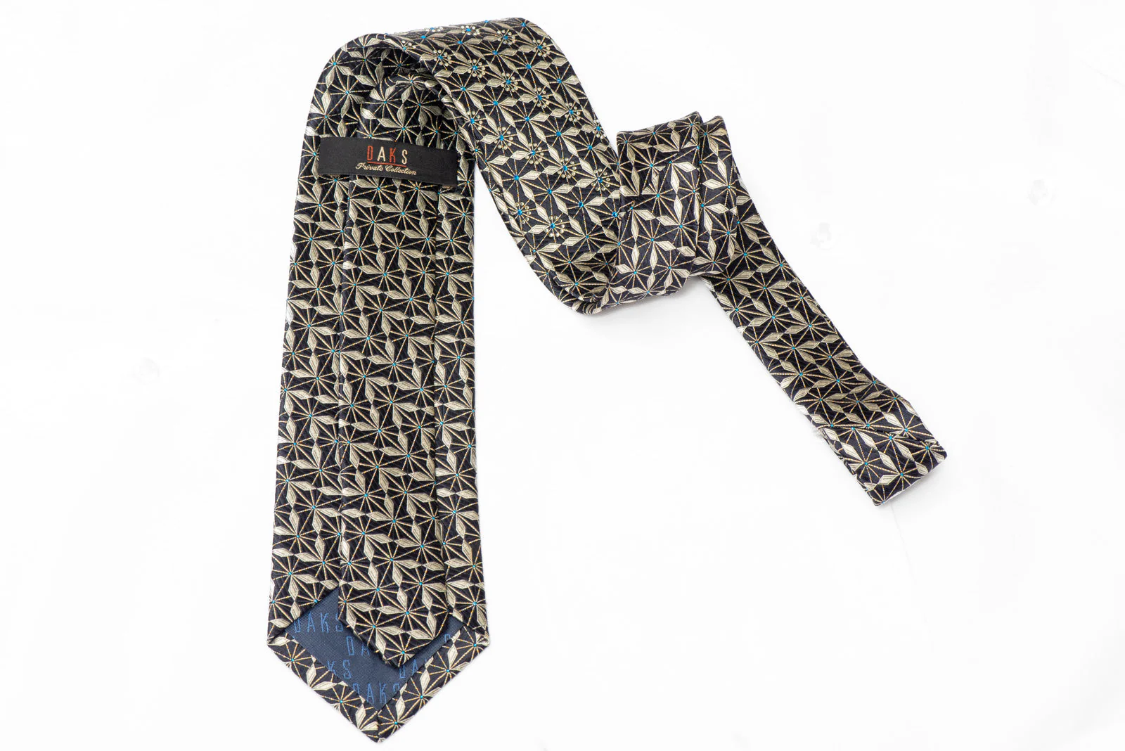 Trellis On Navy Rhinestone Silk Tie With Silver Sparkles - Image 3