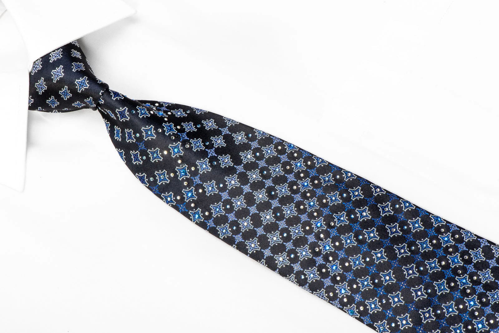 Verdi Rhinestone Tie Geometric On Navy With Silver Sparkles - Image 2