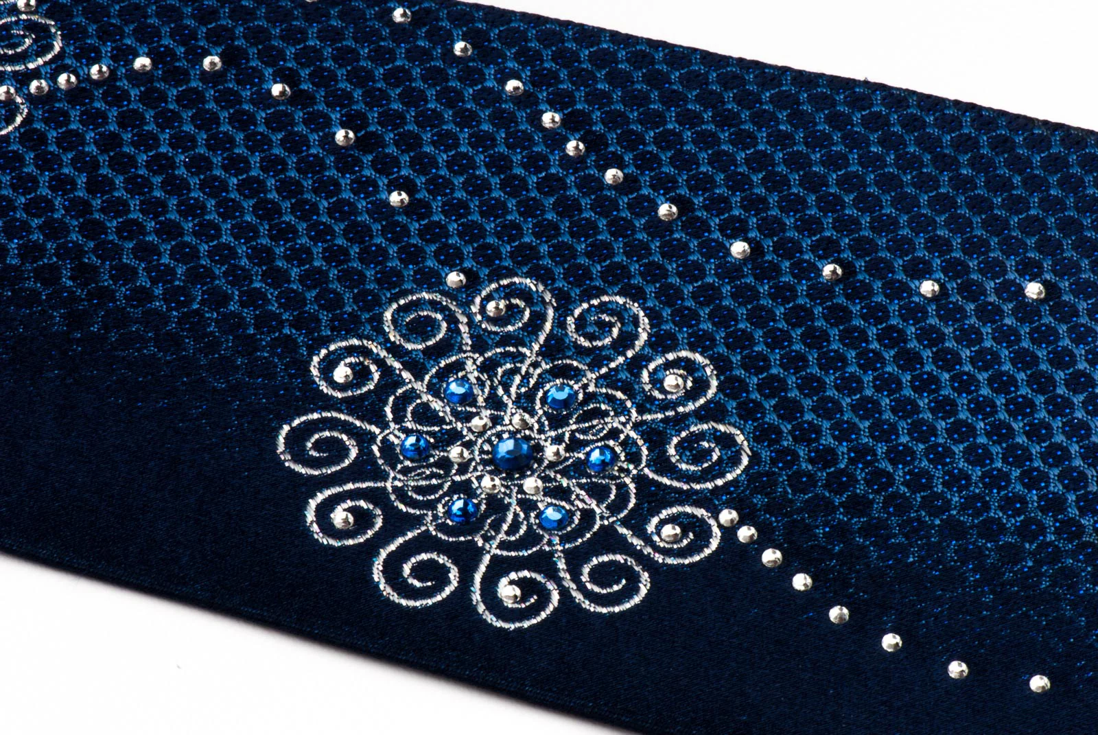 Vito Rufolo Men's Neck Tie Silver Medallions On Blue Silk With Rhinestones - Image 6