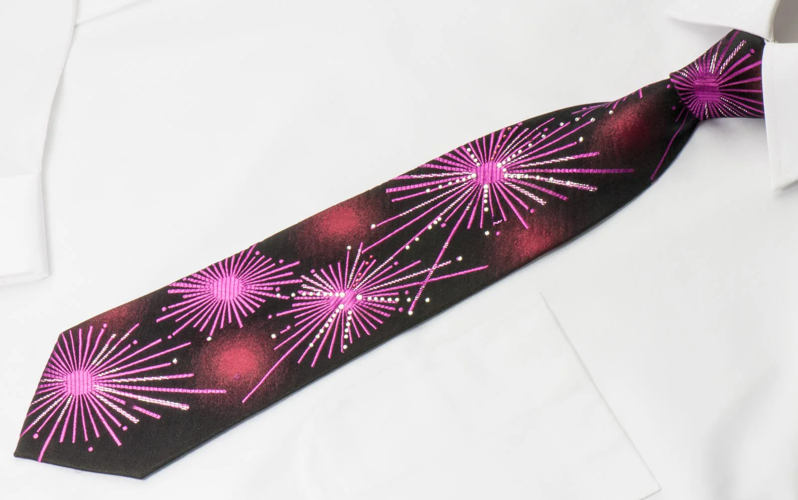Vito Rufolo Rhinestone Necktie Geometric Design On Purple With Silver Sparkles - Image 2