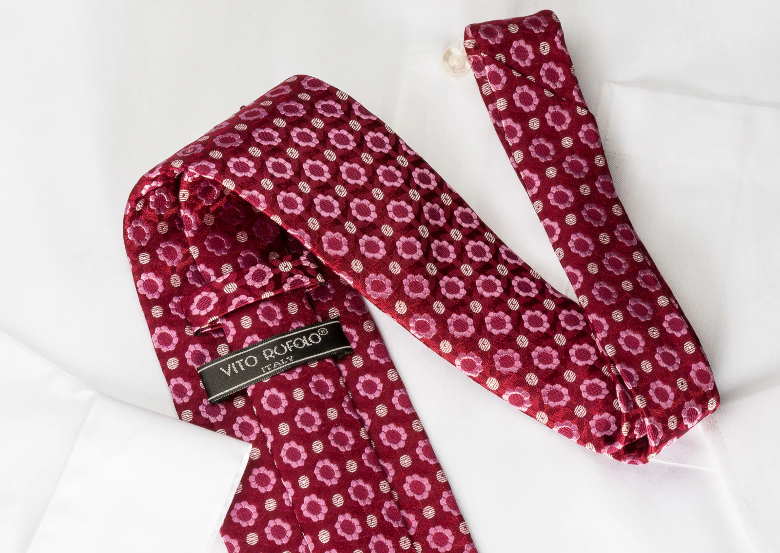 Vito Rufolo Silk Necktie Foulard On Magenta With Rhinestones & Sparkles - Image 7