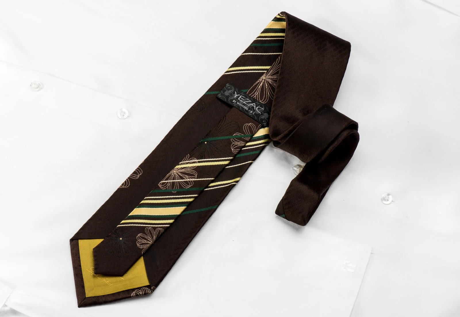 Yezak Men's Crystal Tie Stripes & Geometric On Brown With Rhinestones - Image 4